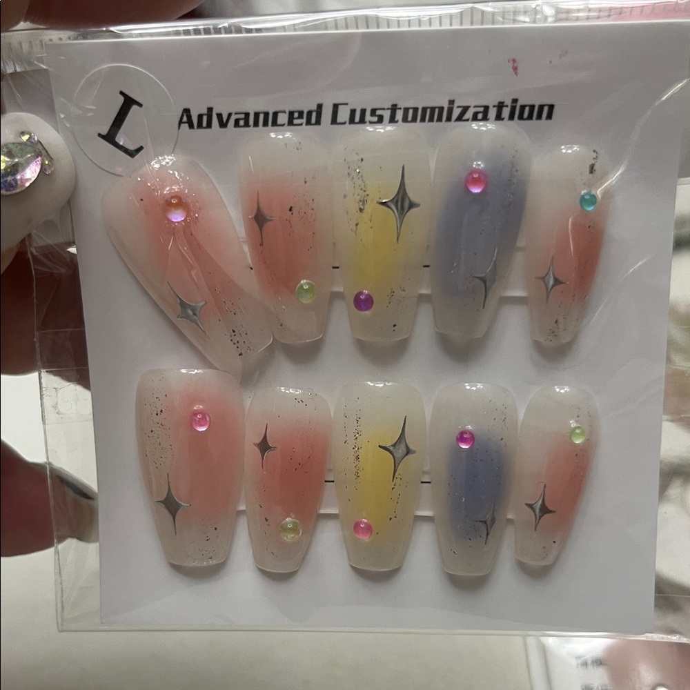 Press-On Nails - Multicolor Stars Bling